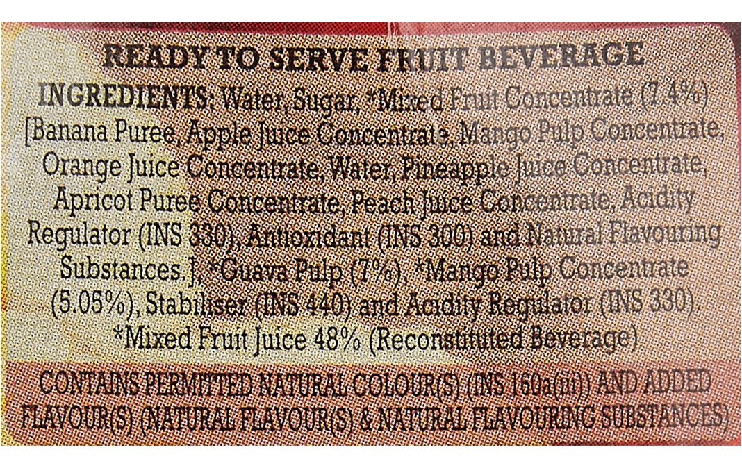 B Natural Mixed Fruit    Tetra Pack  1 litre